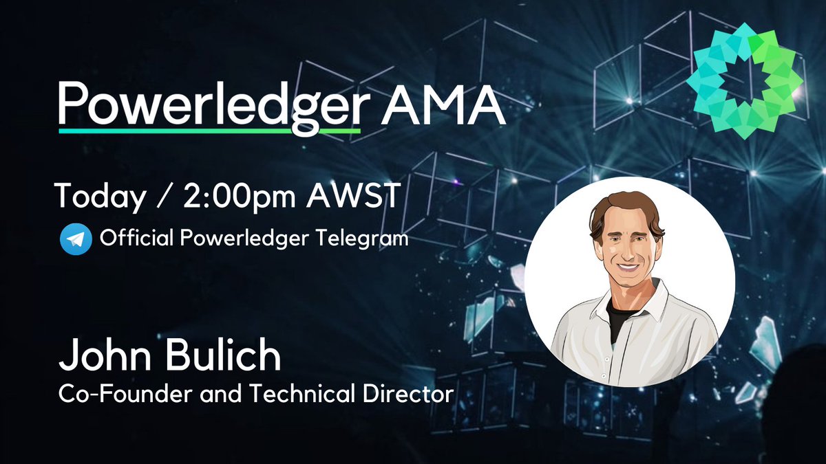 Powerledger_io's tweet photo. Our live AMA will take place shortly with @john_bulich, Co-founder and Technical Director of Powerledger.

Join us within the Official Powerledger Telegram group right here👉https://t.co/XAdaGMDQHS

#blockchain #crypto @CoinMarketCap https://t.co/YVTEcVGGOK