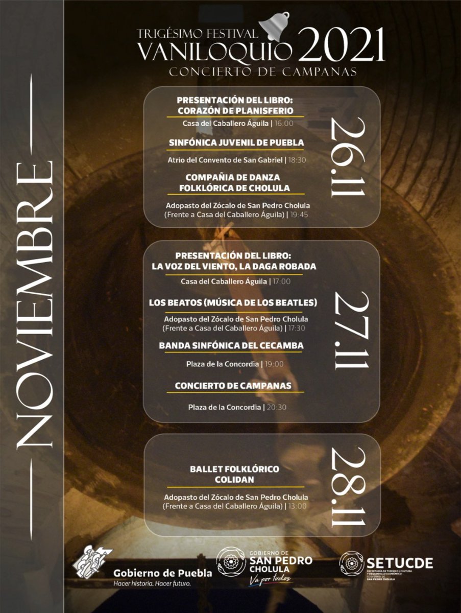 📣 #Entérate | Conoce la cartelera de actividades del Trigésimo Festival #Vaniloquio2021🔔🎊 que se realizará del 26 al 28 de noviembre. 
¡No te lo pierdas!

#VaPorTodos 🙌🏽