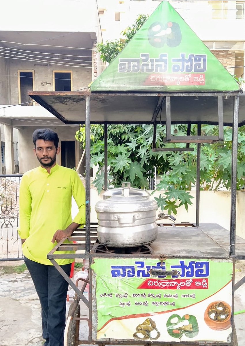 Had a sumptuous breakfast of millet idlis today made by 'Vasena Poli' stall run by a young agri-entrepreneur Chittem Sudheer in Visakhapatnam. With a rich flavour and taste, such millet based food offer a healthy and organic alternative to our diet.