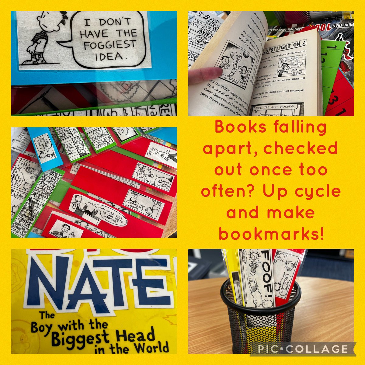 ScheepsV's tweet photo. In the spirit of #libraryweeding this is what I have done with a favourite book. I am sure the students are going to love them #bookmarks @DIS_Dubai @DIS_Director @HISchoolLibrary https://t.co/XZzkrrCO67