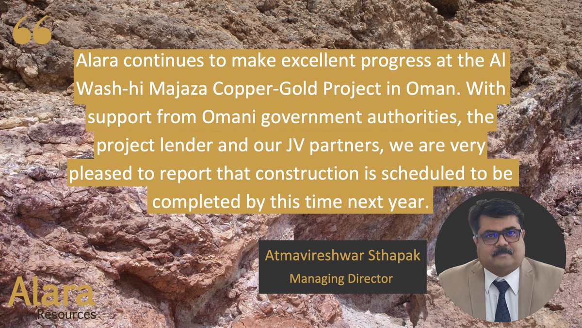 We are pleased to announce continued ramping up of construction and procurement activities at the Al Hadeetha at the Washihi Majaza Copper-Gold Project | ASX announcement: alararesources.com/irm/PDF/5855b1…