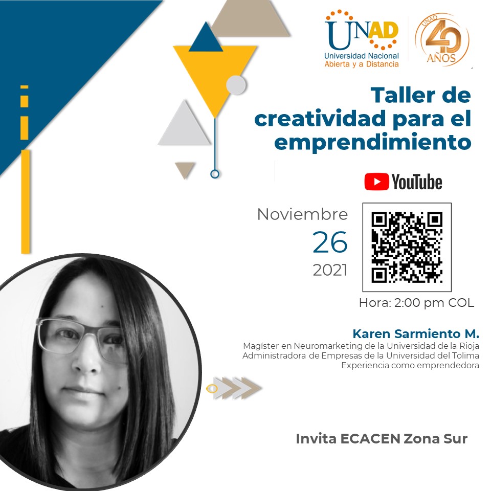 ecacenzoboyaca's tweet photo. #UNADEmprende
#AgéndateConLaUNAD
La ECACEN, tiene el gusto de invitarte al “Taller de Creatividad para el Emprendimiento”
📍 Enlace de inscripción: https://t.co/hh0sdiAWDH
📌Transmisión vía YouTube: https://t.co/IFs4BoxwY6 https://t.co/xbB8o9AItR