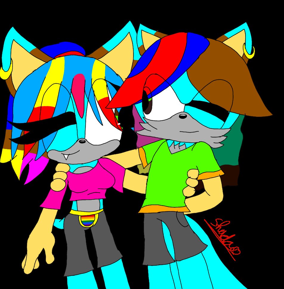Jojothefoxwolf's tweet photo. Meet rainbow and sky
Rainbow is the girl and sky the boy
They are twins
Rainbow and sky are the Kids from @DanielatheHedg4 and me
If someone asks, I can transform in any character with my angel amulet
That's how the two of them were raised. Daniela and I shippe our om https://t.co/1iQlFNm12F