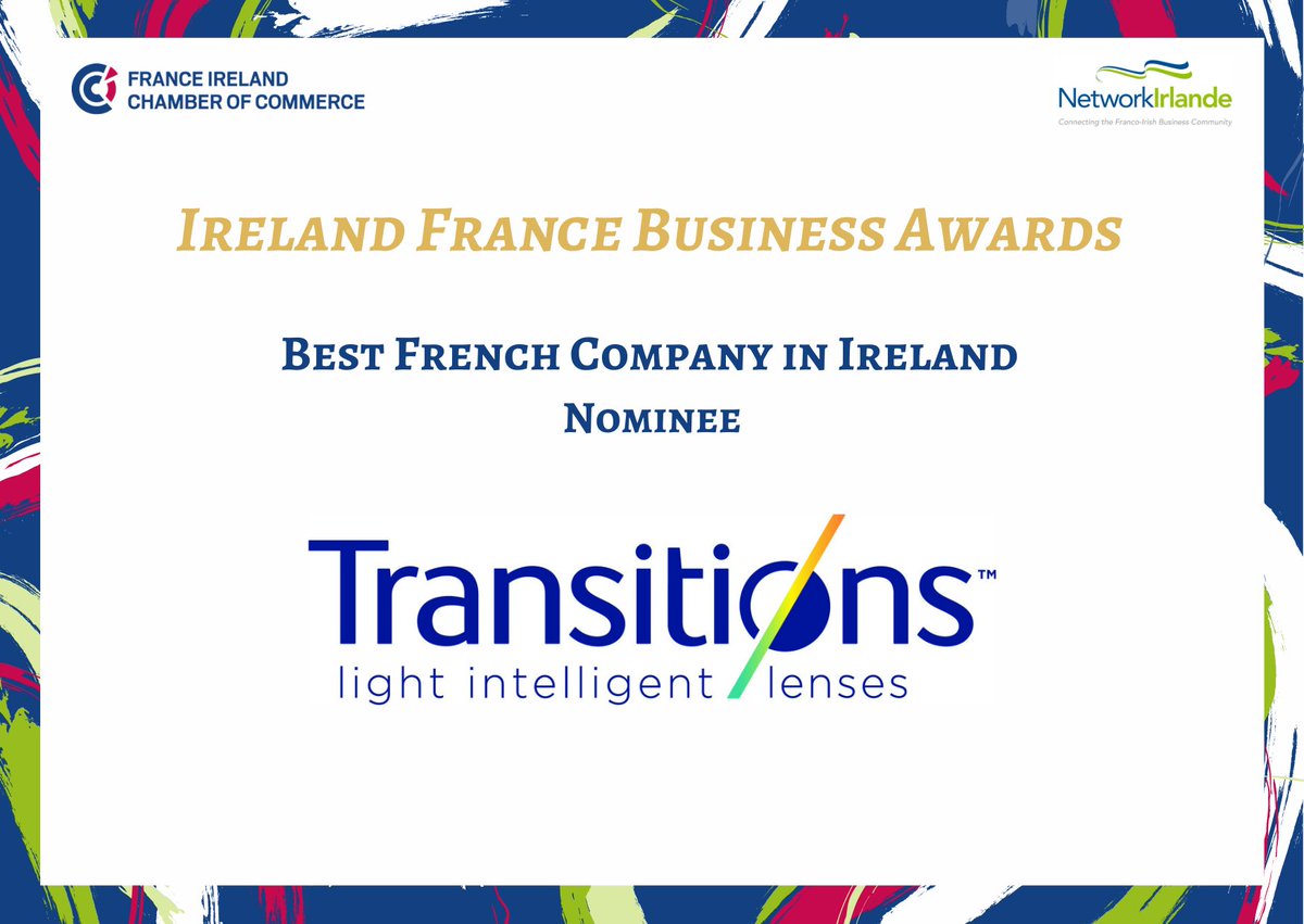 FranceIrelandCh's tweet photo. Spotlight on @Transitions - nominee for “Best French Company in Ireland” 🇮🇪
#TransitionsLenses
#TransitionsOptical #LightIntelligentLenses https://t.co/KW6Df0fG8w