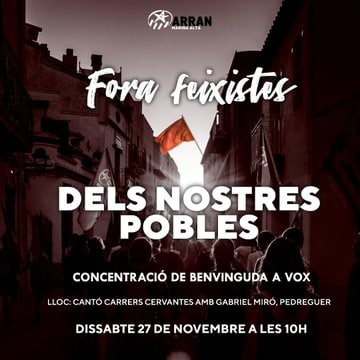 CUPvilaJoiosa's tweet photo. Este dissabte les companyes d'@ArranMarAlta   ens convoquen a una concentració contra el feixisme de VOX. A la Marina el feixisme no és benvingut! https://t.co/jBfRU1qaef