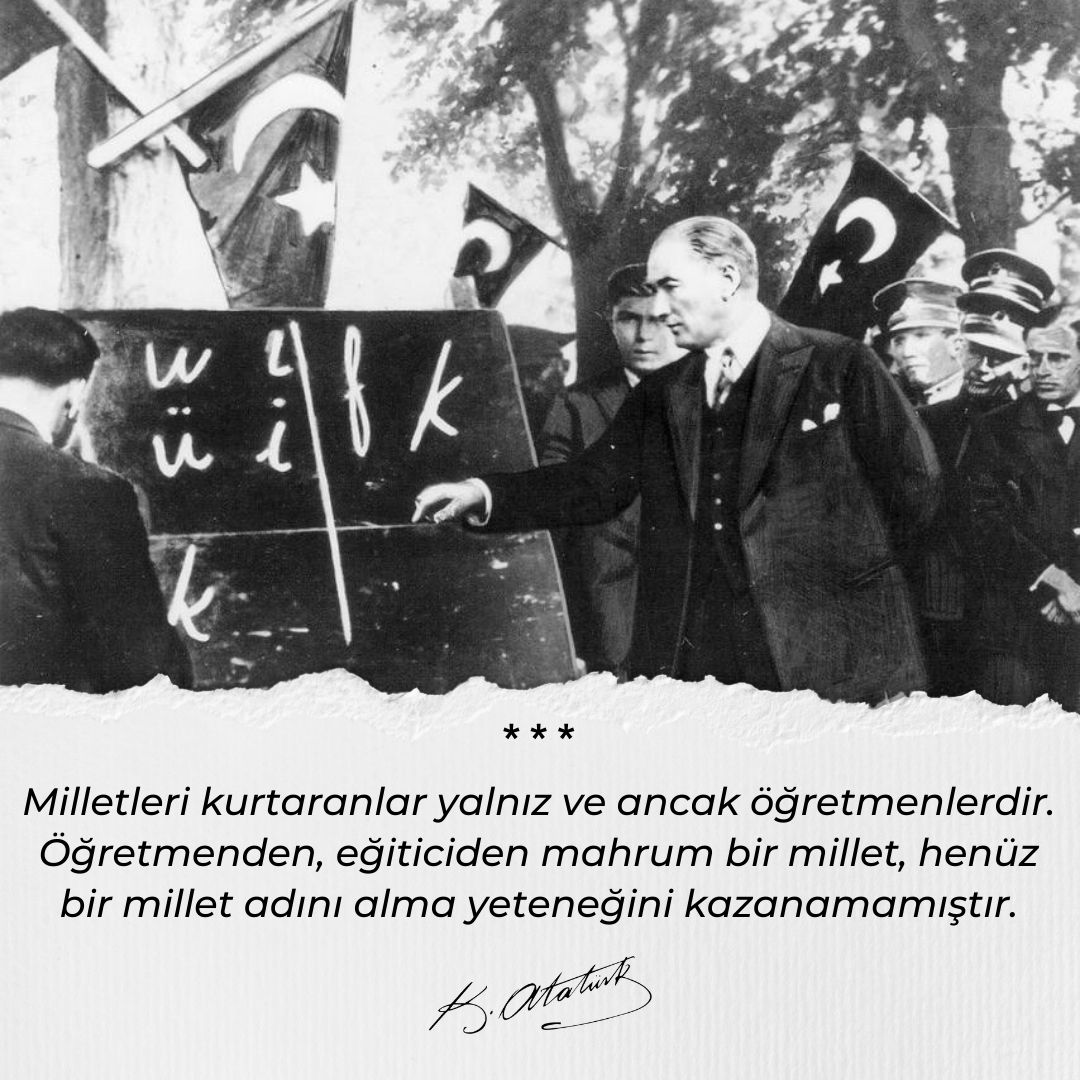 Başta başöğretmenimiz Mustafa Kemal Atatürk olmak üzere aydınlık yarınların kurucuları tüm öğretmenlerimizin 24 Kasım Öğretmenler Günü Kutlu Olsun!

#24Kasım #ÖğretmenlerGünü #EngageandGrow
