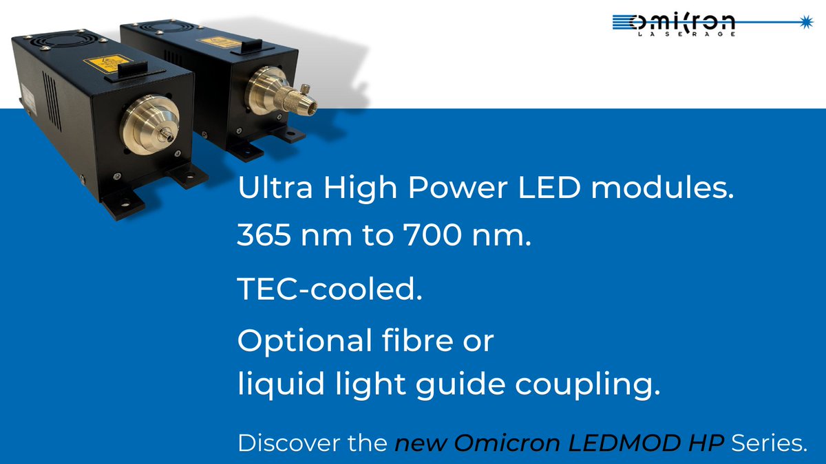 NEW IN: Ultra High Power #LEDmodules with TEC cooling and optional fibre-coupling. Discover the LEDMOD HP Series by Omicron. Could be the right fit for you? Give us a call. 
#laser #diodelaser #photonics #optics #ledmodhp #highpower #highpowerled