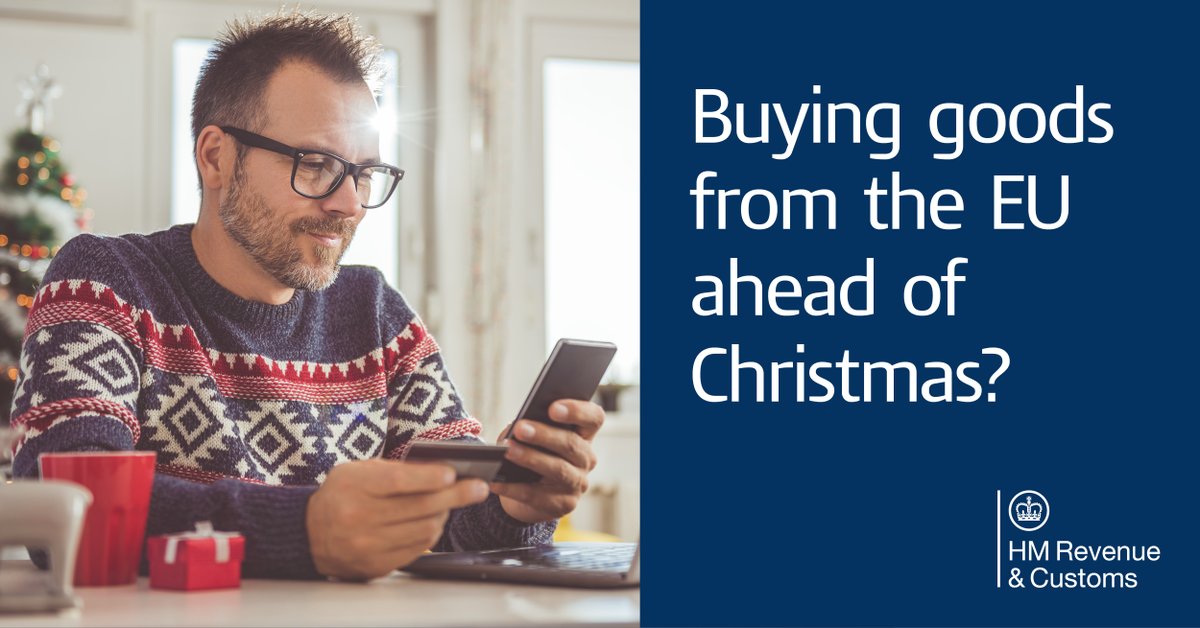 If you’re buying Christmas presents from the EU, check whether your order is worth more than £135, before extra costs such as shipping and insurance are applied. If it is, you should check the rules to see if you need to pay import VAT and customs duty 🎁 gov.uk/goods-sent-fro…