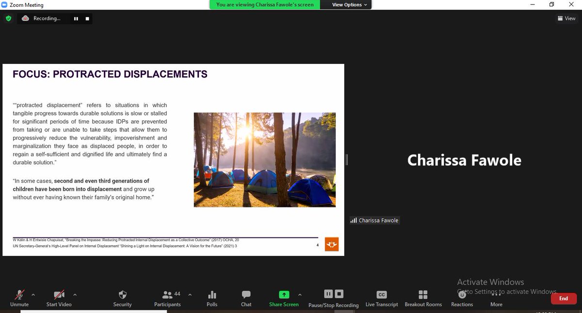 #AHRC2021_FDP 
What is Protracted Displacement?
~<a href="/c_fawole/">Charissa Fawole</a>