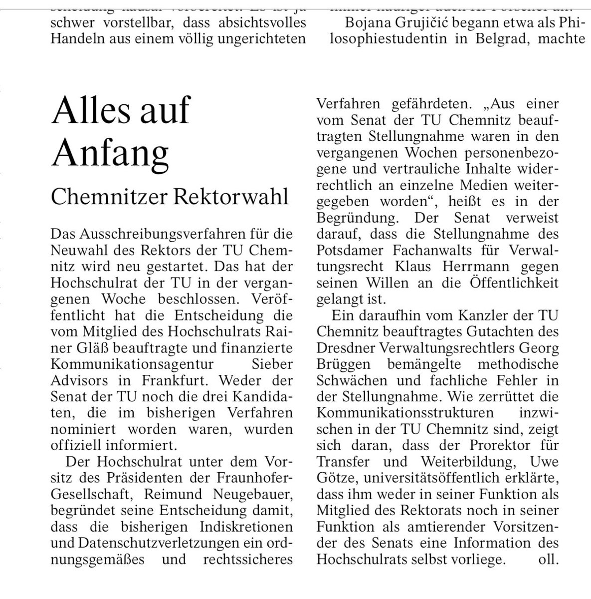 Die Krise an der TU #Chemnitz geht weiter. Auch kommunikativ