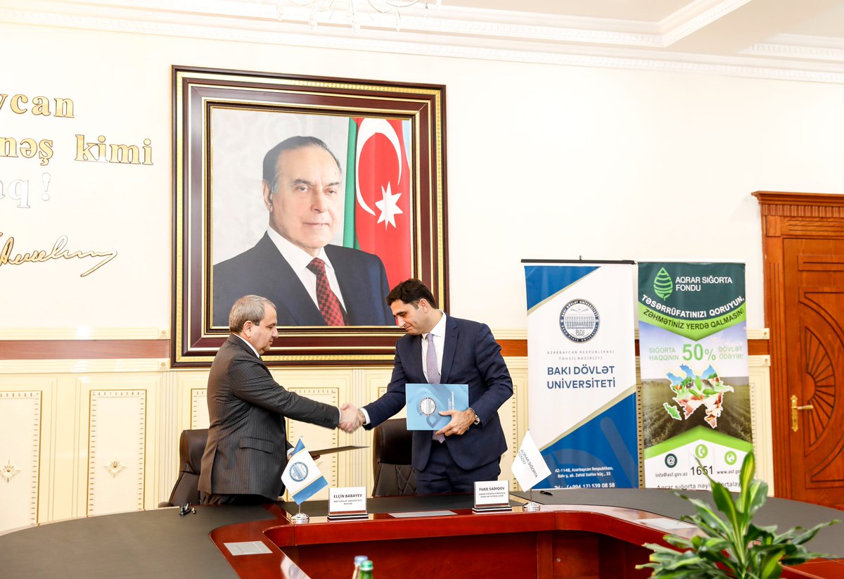 Aqrar Sığorta Fondu və ölkənin böyük tarixə malik olan ilk ali təhsil müəssisəsi – Bakı Dövlət Universiteti arasında əməkdaşlıq barədə memorandum imzalanıb.

Ətraflı məlumat üçün ➡️ bit.ly/3oW8lpX 
Əlaqə 📞1651

#ASF #Aqrarsigorta #BakıDövlətUniversiteti