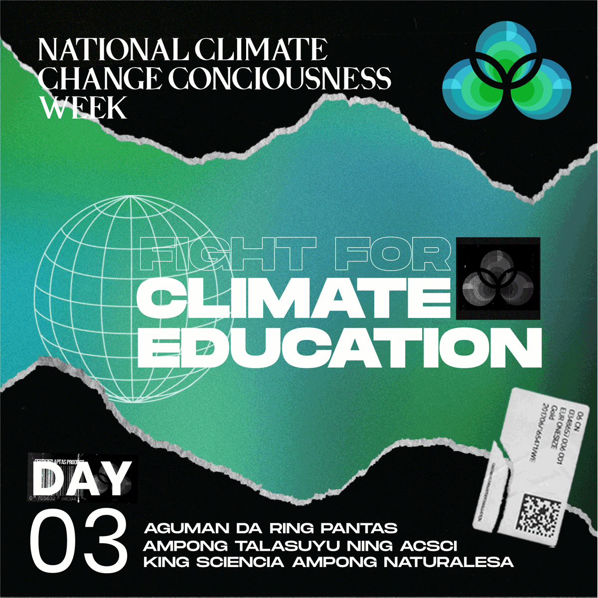 aptas_acsci's tweet photo. DAY 3: National Climate Change Consciousness Week 🌍

Educate. 🧠 Motivate. 💯 Activate.🫀 Let Climate Literacy be stirred on our 3rd Day for Climate Change Series! 💥 https://t.co/zc7LeqBfTD