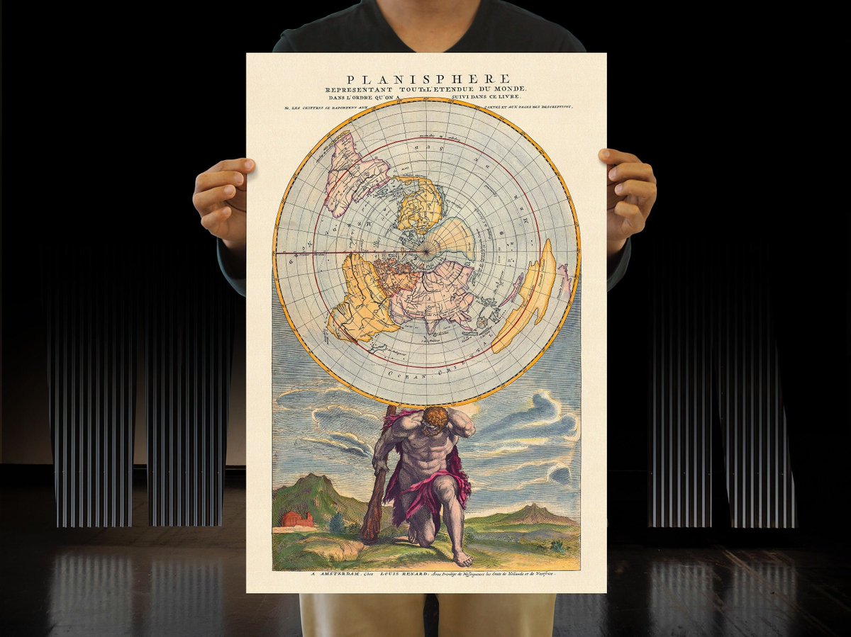 FlatEarthPrint's tweet photo. Vintage Flat Earth Planisphere World Map Print -1715 - Louis Renard  https://t.co/z8t7mcRpiX #flatearthmap https://t.co/KFNwIFsSXd
