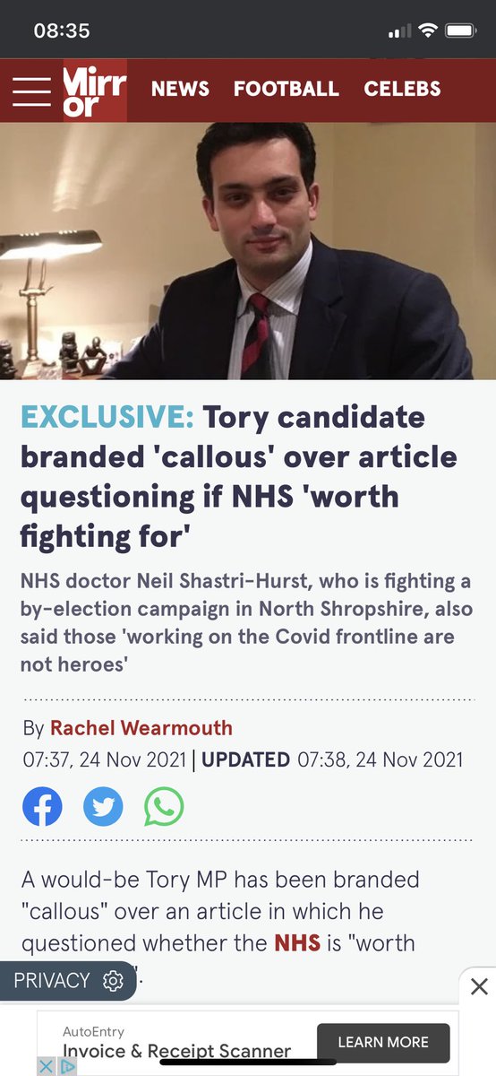 This is what the Conservative candidate for the North Shropshire by-election thinks of our NHS