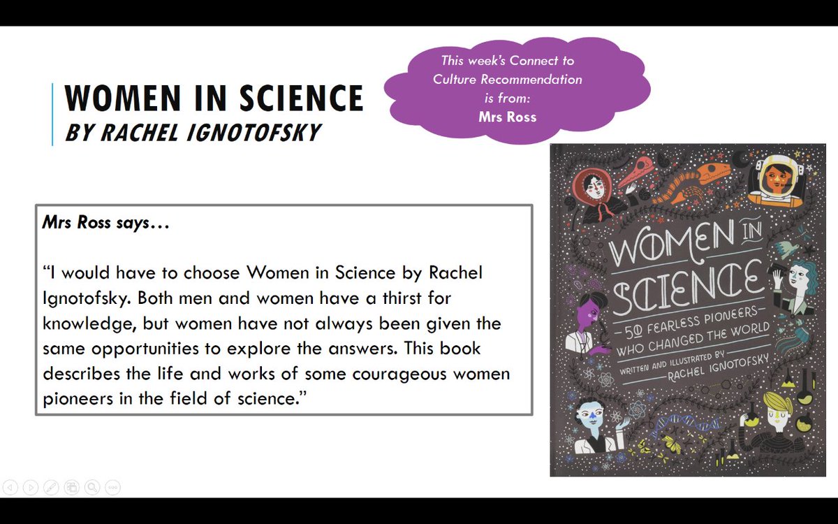 holycrosschorl's tweet photo. This week our recommendation is from Mrs Ross and fits in well with our Non-Fiction November month! 'Women in Science' looks at the lives and works of some amazing women, in the field of science. This is available in our library - go and check it out #ConnecttoCulture https://t.co/kSUugP6L3y