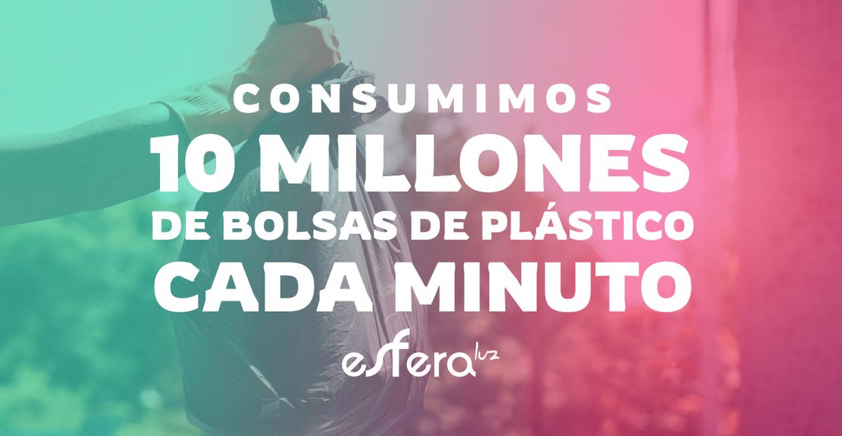 Consumimos 5 billones de bolsas plástico/año=10 mill. bolsas/min. La ONU advierte: sólo 9 % del plástico usado en el mundo se recicla. 👉Si quieres conocer tu huella de plástico, puedes utilizar la calculadora de Hanna Pamela: bit.ly/3xqzKCM 👉 esferaluz.es