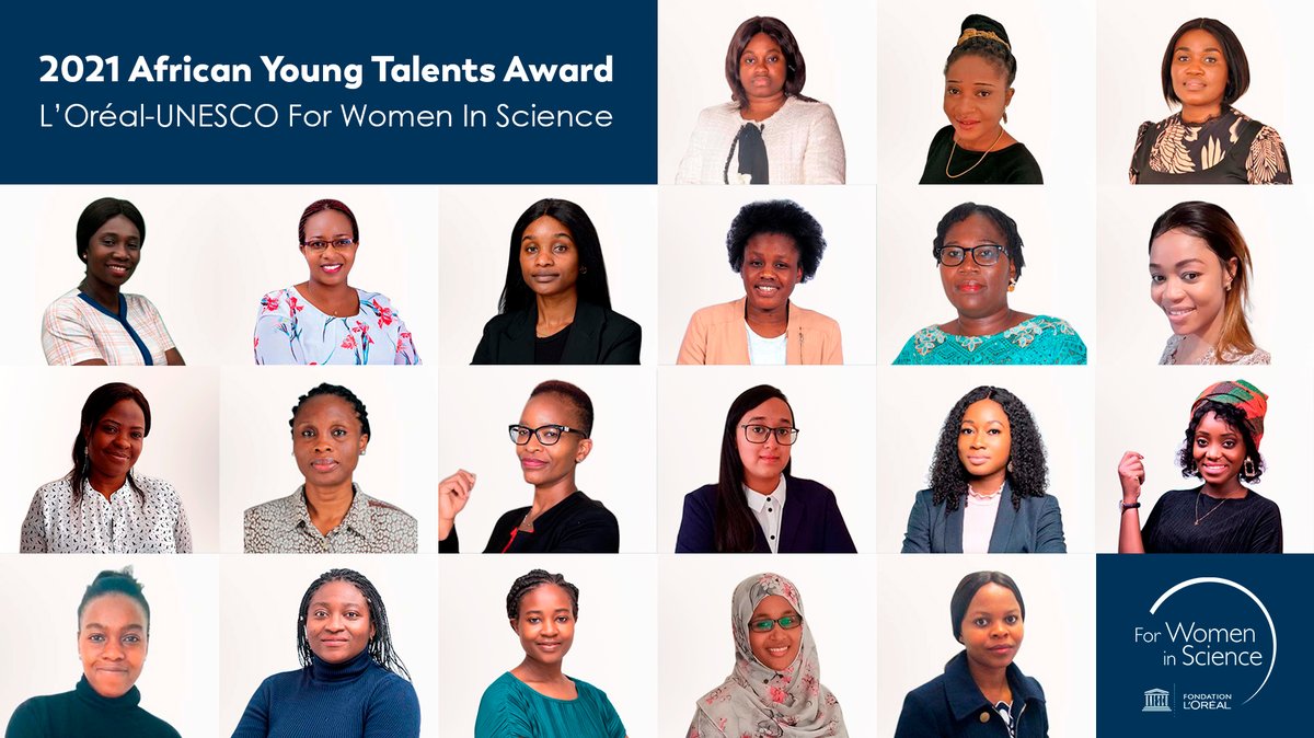 Unveiling the Young Talents of the 2021 L'Oréal-UNESCO Sub-Saharan Africa Awards. 👏
These 20 brilliant PhD and post-doctoral students will receive endowments to continue their research at this key moment in their careers. ⤵️ #FondationLOreal