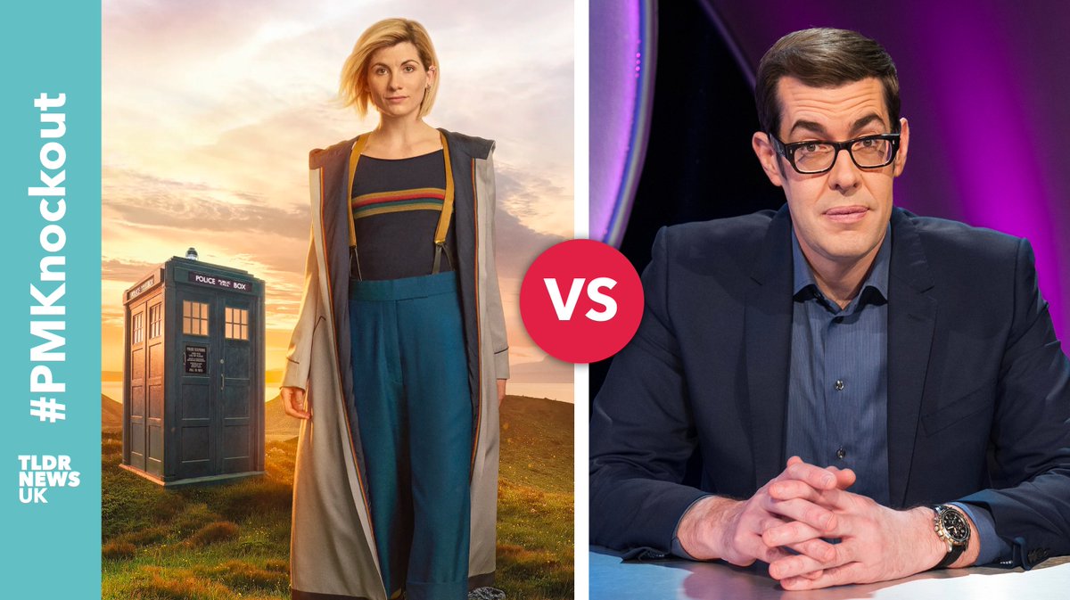 TLDRNewsUK's tweet photo. Nerds assemble. Today in the #PMKnockout we're choosing between potential prime ministerial candidates The Doctor (@bbcdoctorwho) and @richardosman https://t.co/XhuHp366He