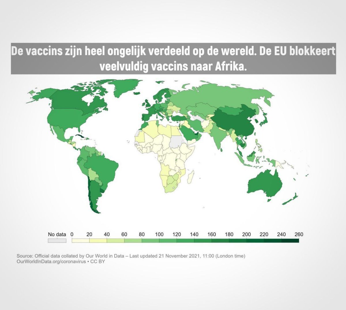 Lena10537995's tweet image. De sterfgevallen aan het coronavirus zijn in Afrika 3% van de hele wereld. In Europa zijn de overlijdens aan corona 27% van de hele wereld. Afrika heeft drie keer de bevolking van de EU.

In Afrika is 4% volledig gevaccineerd, in de EU is gemiddeld 70% volledig gevaccineerd.