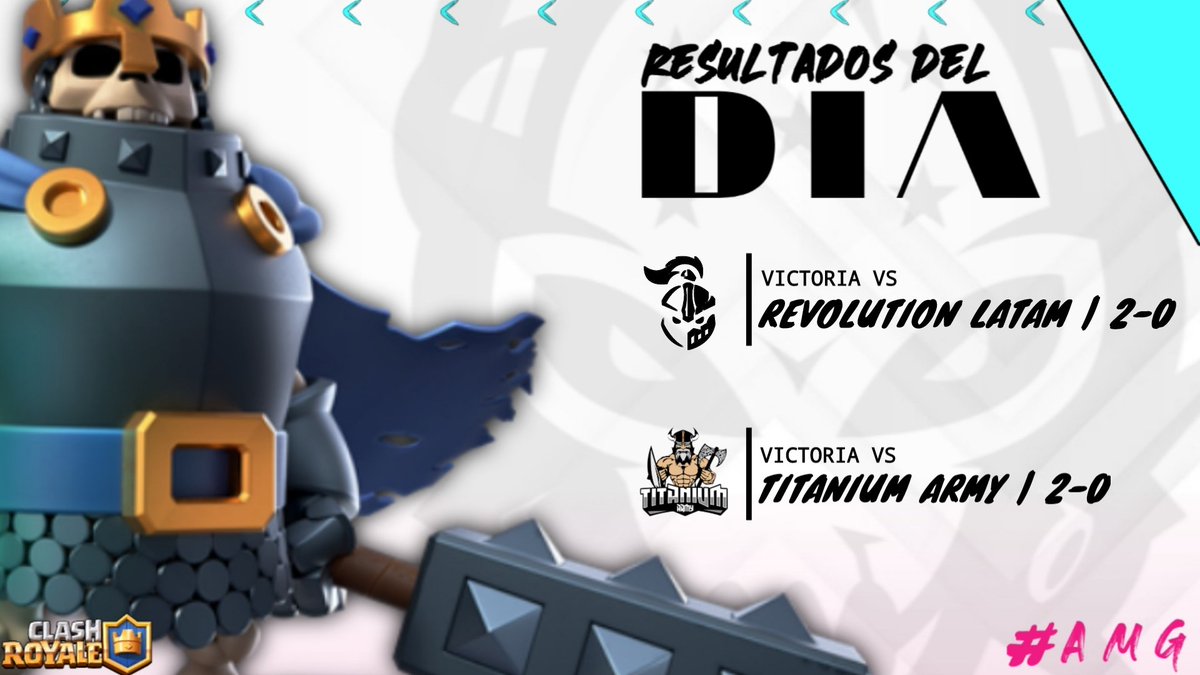 #ClashRoyale #AMG

Buenos resultados y barriditas en ambos 🧹 🥳.

[🏆]@GametosMini
[🆚]@RL_Latam
[🗳️] 2-0
[MVP] @DestruGoD 🧹

[🏆]<a href="/SHLeague_GG/">Samurái Horse League</a>
[🆚]<a href="/TitaniumArmyGG/">⭐ Titanium Army ⭐</a>
[🗳️] 2-0 
[MVP] <a href="/davidvenpers01/">David V</a> 🧹