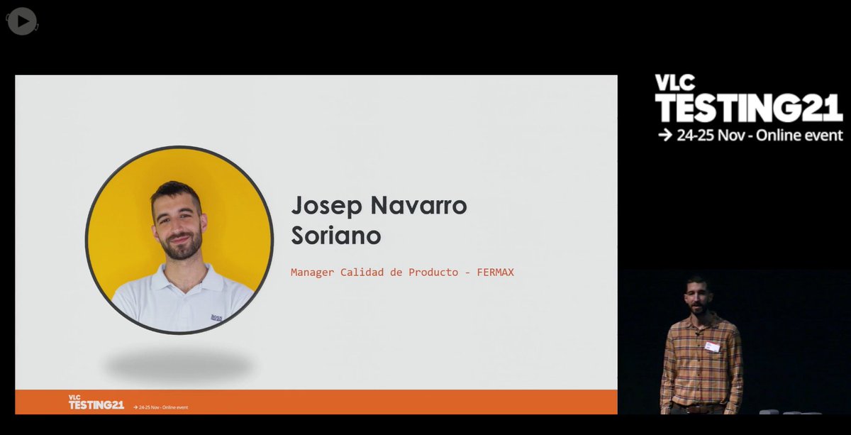del1771's tweet photo. Vamos con Josep Navarro Product Manager en @fermax_spain Nos va a hablar de su experiencia en el proceso de transformación de su empresa, nuevo modelo de negocio digital, enfocado a conectividad de sus productos ¿Cómo lo han hecho? #VLCtesting21 #YoCreoEnElTesting https://t.co/6V5HyFoIsz