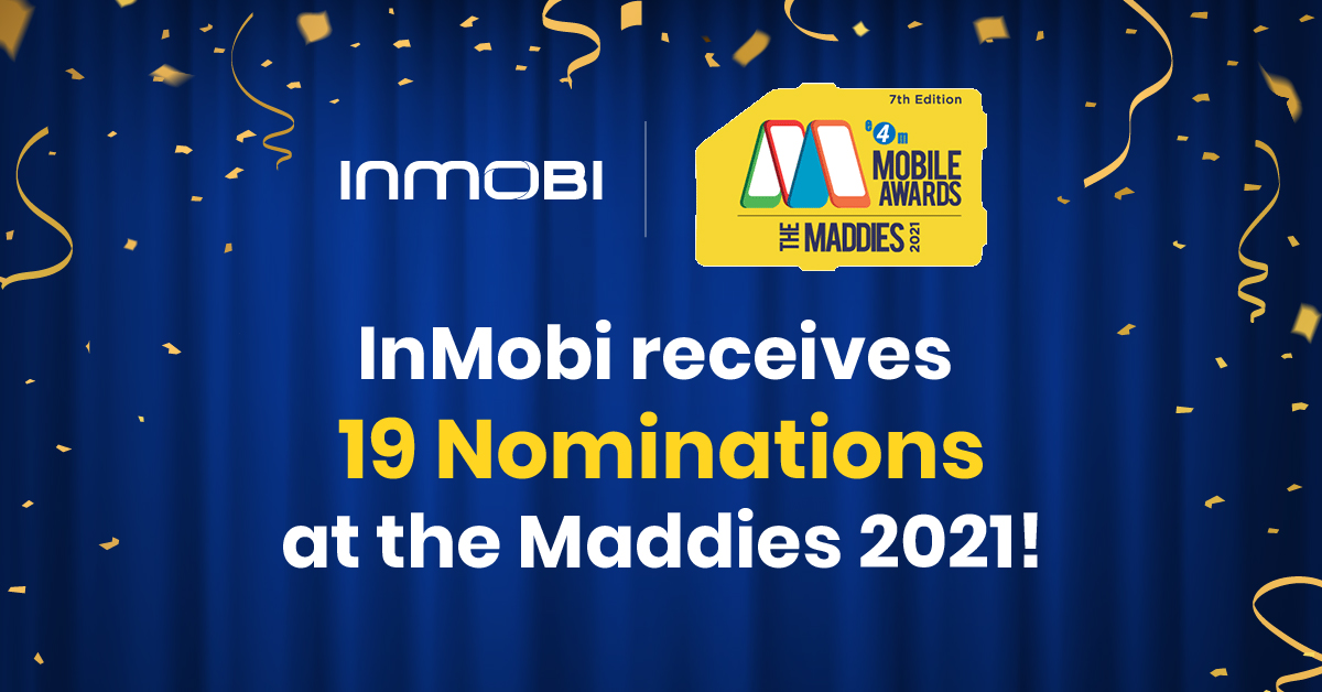 InMobi's tweet photo. We are thrilled to announce that InMobi has secured a spectacular 19 nominations at exchange4media's Maddies 2021! 
@CocaColaCo @KiaInd  @GodrejGroup @Pernod_Ricard @MFineCare #GradeUp @DellTech @HUL_News #InnoceanWorldwide @MadisonWorldIND @WavemakerGlobal  @weRinteractive https://t.co/riX9kTtgIc