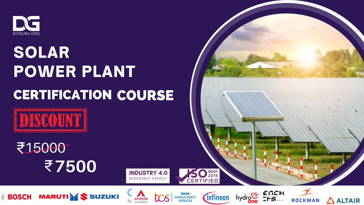DIYguruORG's tweet photo. DIYGURU put forward the Solar Power Plant Certification Course in a discounted price till 30th of this month.
Grab the opportunity and register yourself at link.
https://t.co/pcWUWT9kdL
#diyguru #electricvehicles #ev #emobility #emobilityrevolution #upskilling #solarpowerenergy https://t.co/rhElMPVCcL