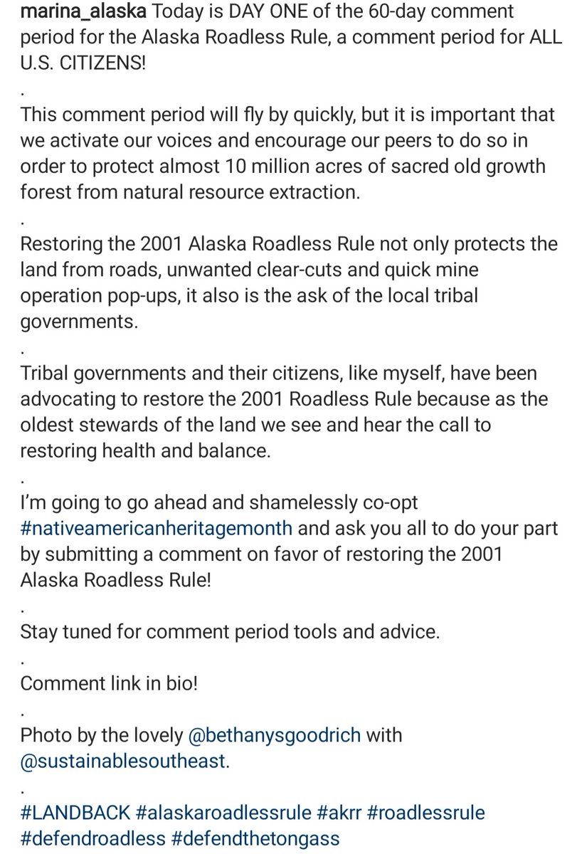 YeilGirl's tweet photo. #alaskaroadlessrule #savethetongass #landback #roadlessrule #defendthetongass #akrr

@marinaaarose https://t.co/WZGwuZl5Jg