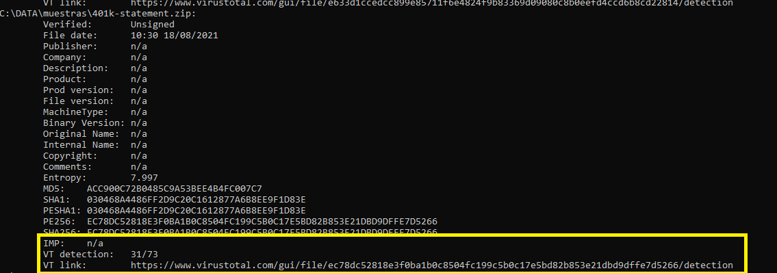 seguridadyredes's tweet photo. #Sigcheck is a command-line utility that shows file version number, timestamp information, and digital signature details, including certificate chains. It also includes an option to check a file’s status on VirusTotal..
#sigcheck64.exe -h -v -a ..\muestras https://t.co/bE5XUaC46j