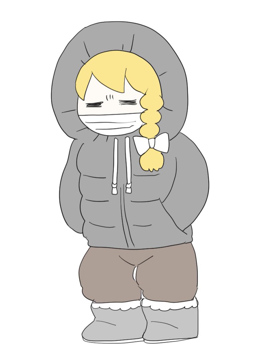 924日目 寒すぎて女子力ゼロになる魔理沙ちゃん ユニ ロのウルトラダウン愛用 ゆゆまつ 依頼受付中のイラスト