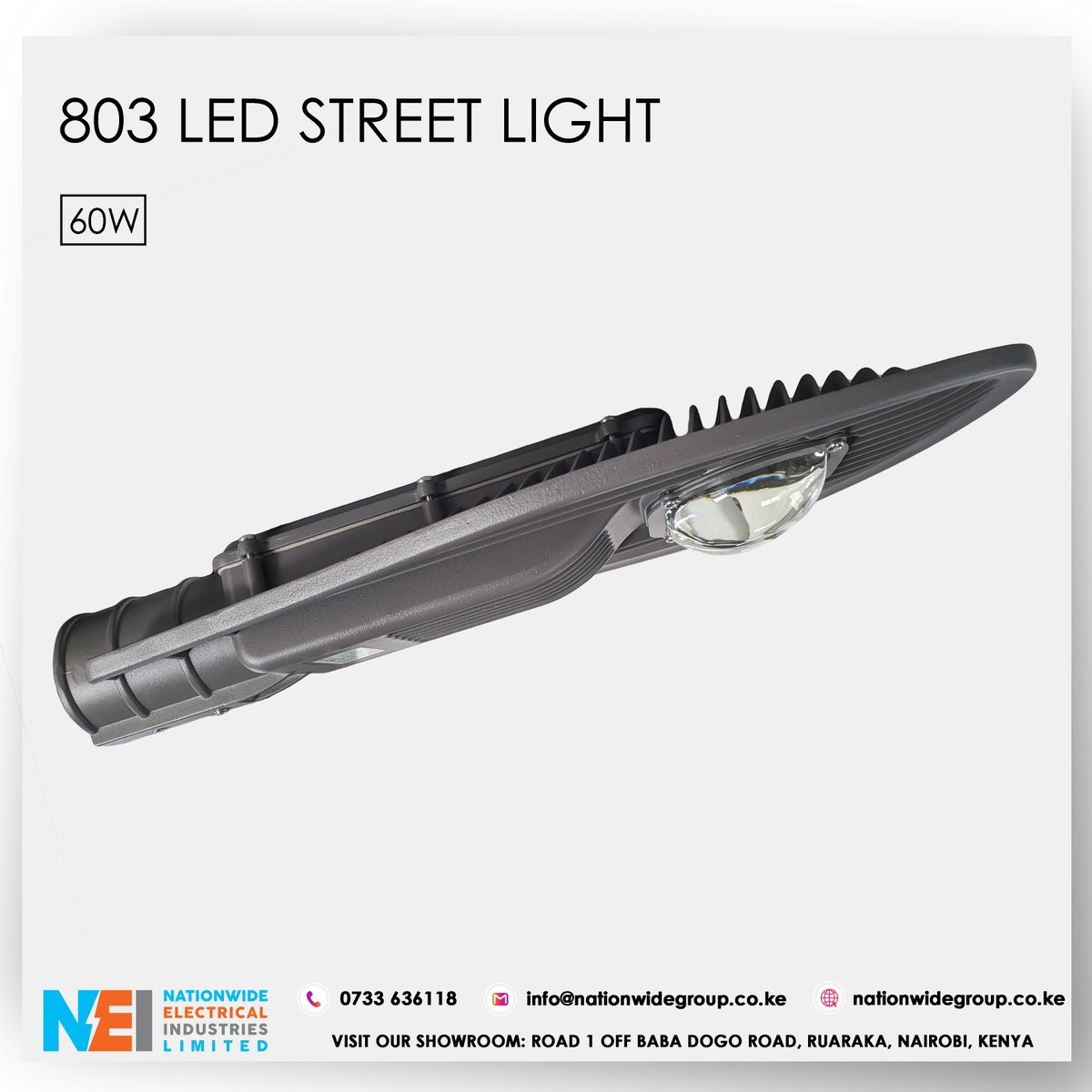 Nationwide_KE's tweet photo. Your outdoor space is unique, defined by the energy it exudes and consumes. 
Our NLUX LED Street lights use significantly low power and are much brighter compared to conventional street lights.
Contact us now for more information:
📞  0733636118
✉️  Info@nationwidegroup.co.ke https://t.co/oaJe7bxD6z