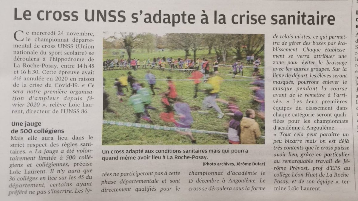 unss86's tweet photo. Ce mercredi c'est #Cross @unss86 40 AS - 550 élèves - 2 ans que nous n'avions pas connu cette excitation
Très bel article de @jfrullier @centre_presse  et @nrchatellerault
Que du bonheur en perspective sous le soleil de @departement86 @DSDEN86 @unss @acpoitiers
@UNSSPoitiers https://t.co/XPUS5bmYWc