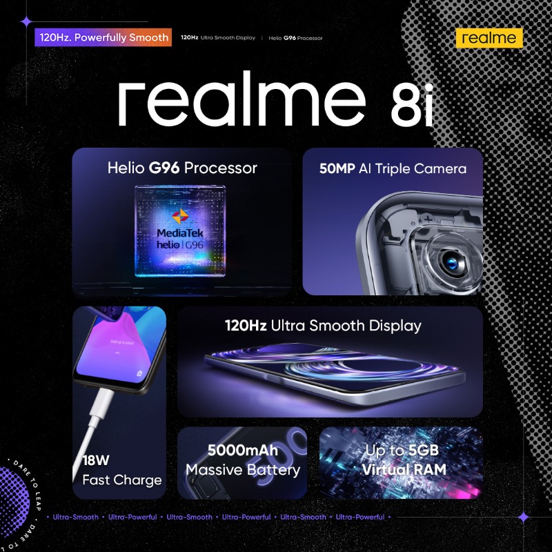 realmeindonesia's tweet photo. realme 8i. 𝙐𝙡𝙩𝙧𝙖-𝙎𝙢𝙤𝙤𝙩𝙝. 𝙐𝙡𝙩𝙧𝙖-𝙋𝙤𝙬𝙚𝙧𝙛𝙪𝙡. 🟣

Smartphone 120Hz refresh rate paling terjangkau di Indonesia dengan harga Rp 2.399.000.

Besok! Flash Sale #realme8i di Lazada, Akulaku atau di https://t.co/SfwQBldHOq jam 10:00 WIB. #120HzForAll
