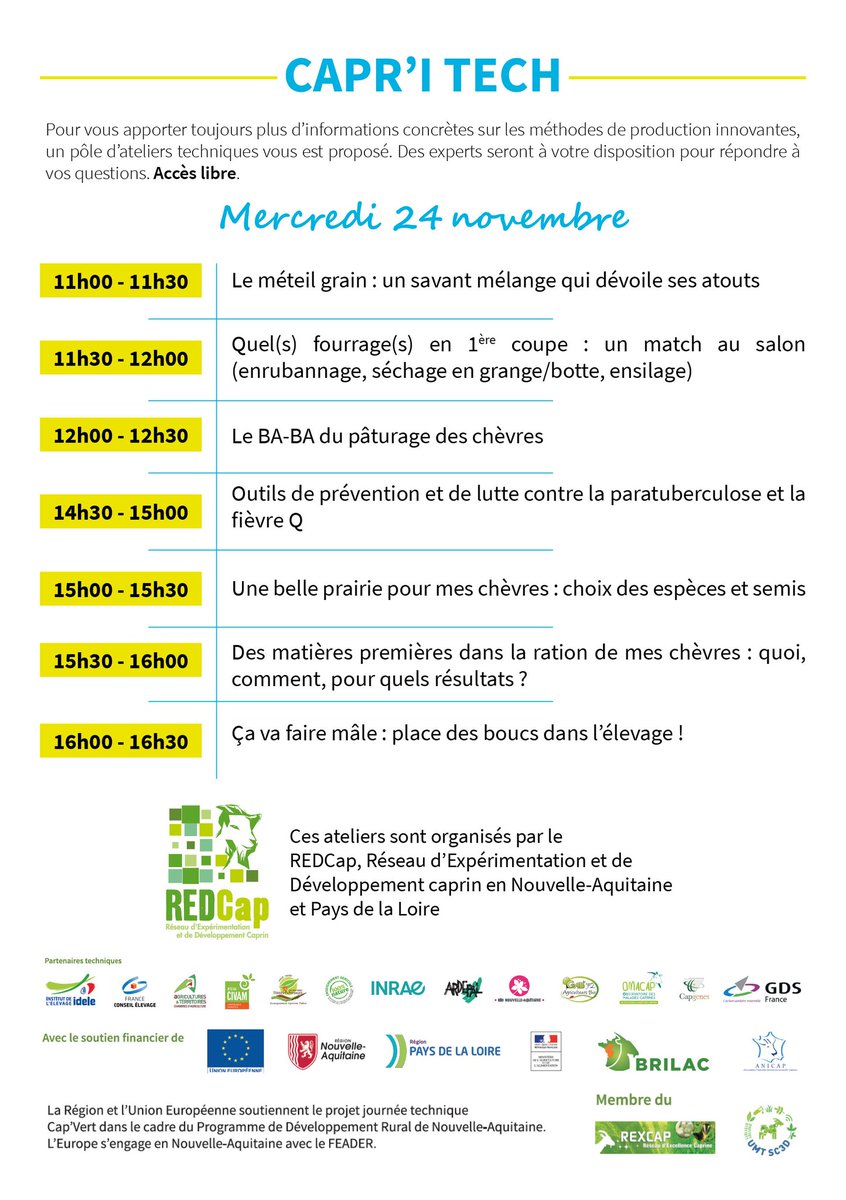 JeremieJost's tweet photo. Retrouvez @InstitutElevage #RéseauREDCap #CAPRITECH dès ce matin à @Caprinov https://t.co/eNcZPHG7xE