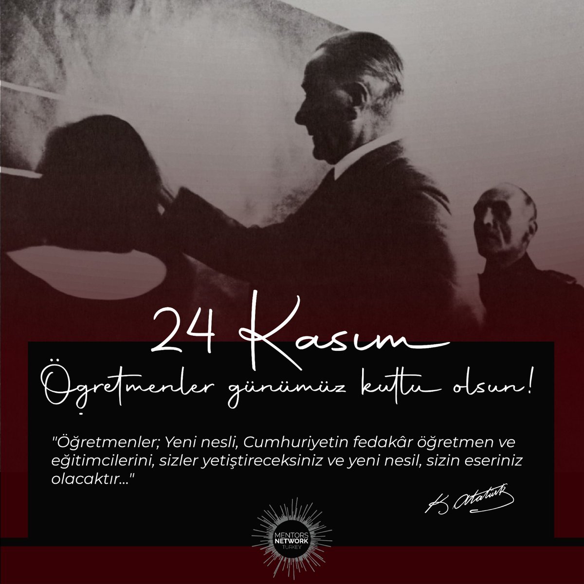 MentorsTurkey's tweet photo. Hiç bir zorluk dinlemeden her yeni neslin daha iyi, şefkatli, donanımlı ve güçlü olması için çalışan öğretmenlerimize minnetle...

Öğretmenler Gününüz Kutlu Olsun! #24Kasım #ÖğretmenlerGünü https://t.co/nNX5mxSX7P
