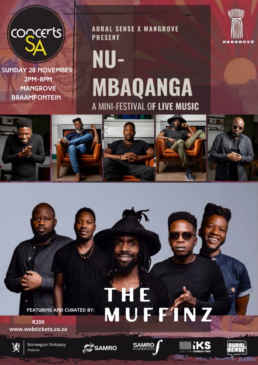 Kekelingomusic's tweet photo. Jozi are you ready for a musical treat from the legendary @themuffinzmusic @auralsenseartists 28th November @mangrovejoburg tickets are available @webtickets 🙌🏾🕺💃🏽see you there 🎵🎧🌏brought to by @concertssa https://t.co/ijkVhjrZhF