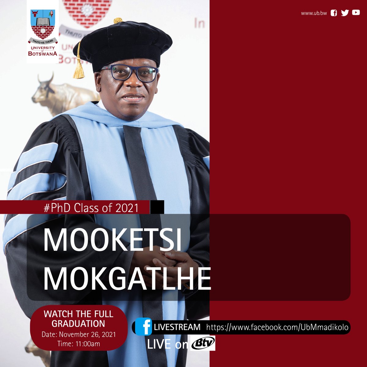 UBBotswana's tweet photo. #UBGraduation2021π #26Nov2021 #11am https://t.co/QtULFAUjHS