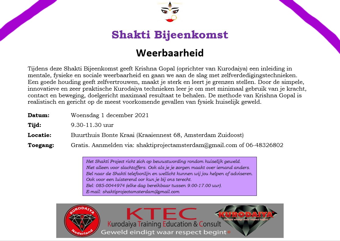 Janice_Aliar's tweet photo. Hoe belangrijk is jouw weerbaarheid? Op woensdag 1 december geeft Krishna Gopal (oprichter van Kurodaiya) een inleiding in mentale, fysieke en sociale weerbaarheid en gaan we aan de slag met zelfverdedigingstechnieken. 
Graag tot dan! #kracht #weerbaarheid #zelfverdediging https://t.co/etMhVmxkWt