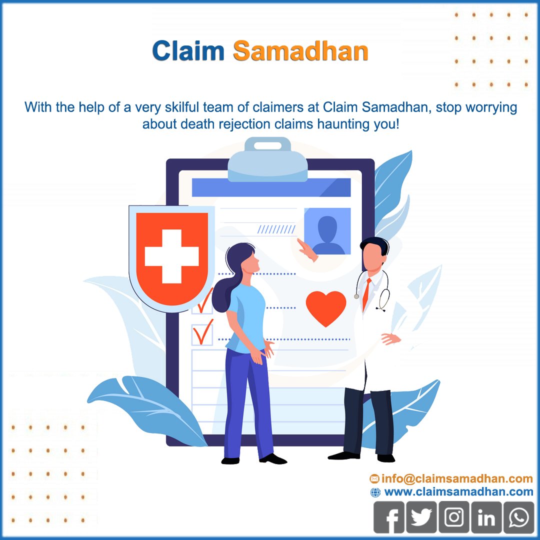 claimsamadhan's tweet photo. With the help of a very skilful team of claimers at Claim Samadhan, stop worrying about death rejection claims haunting you! 

#insuranceclaims #insuranceclaimsrejection #consultant #insuranceagent #insurance #Samadhan #TeamClaimSamadhan #ClaimSamadhan https://t.co/G9NSDXKDPq