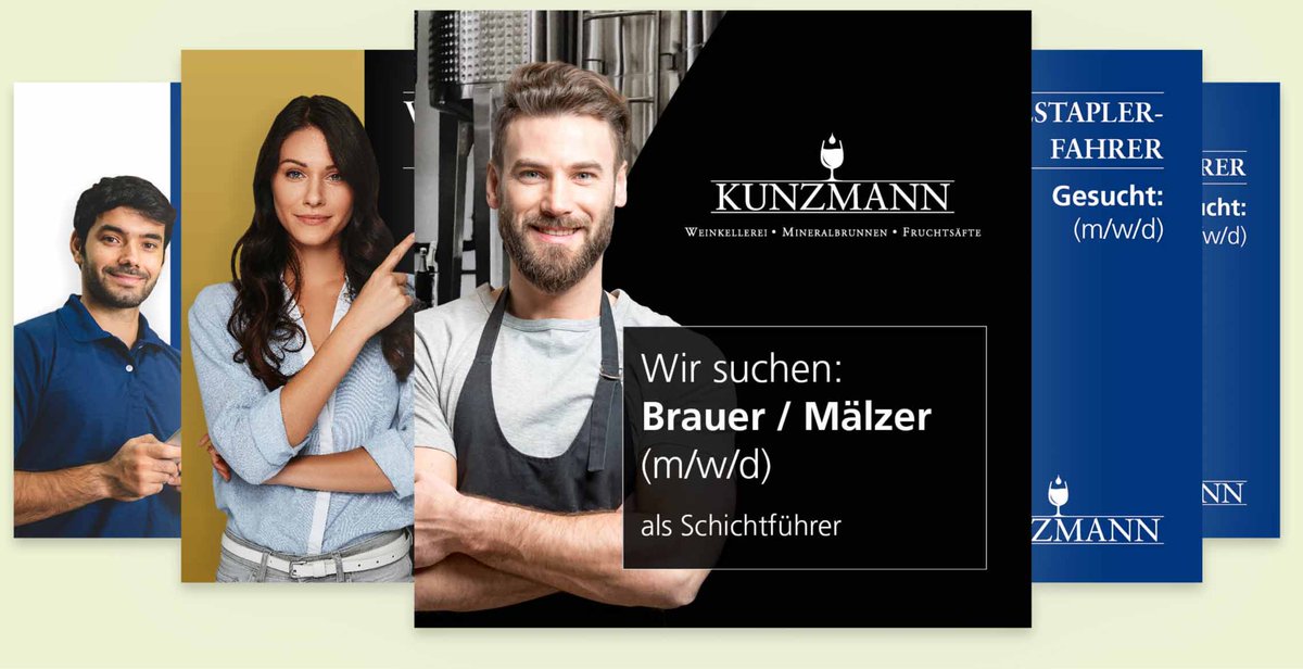 creationell's tweet photo. #SocialRecruiting: Für die Weinkellerei Kunzmann haben wir uns im Netz auf #Personalsuche begeben 🔍 Zur gezielten Suche von #Fachpersonal über #Facebook &amp; #XING haben wir eine überzeugende Kampagne grafisch gestaltet &amp; erfolgreich durchgeführt: https://t.co/sKGjdF8FMa https://t.co/9oFC2v5Z0y