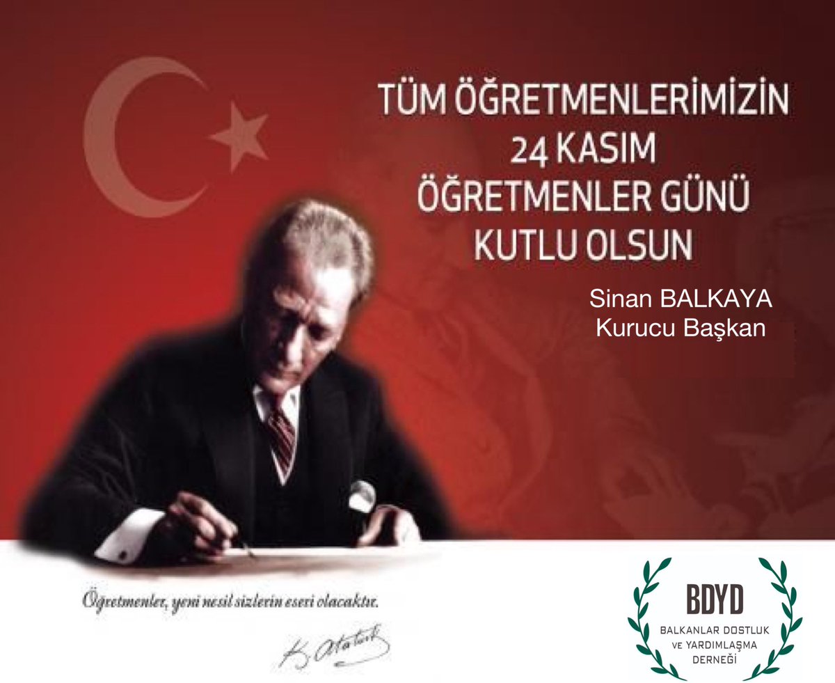 Başta, Başöğretmen Mustafa Kemal Atatürk olmak üzere tüm öğretmenlerimizin 24 Kasım öğretmenler günü kutlu olsun. #ÖğretmenlerGünü