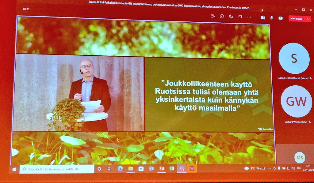 maxhonk's tweet photo. "Using public transport should be easy as using mobile phone around the world" Excellent speech of roaming and branding of #publictransport by Gerhard Wennerström from @Samtrafiken_ab at #paikallisliikennepäivät https://t.co/TvoumZAa4x