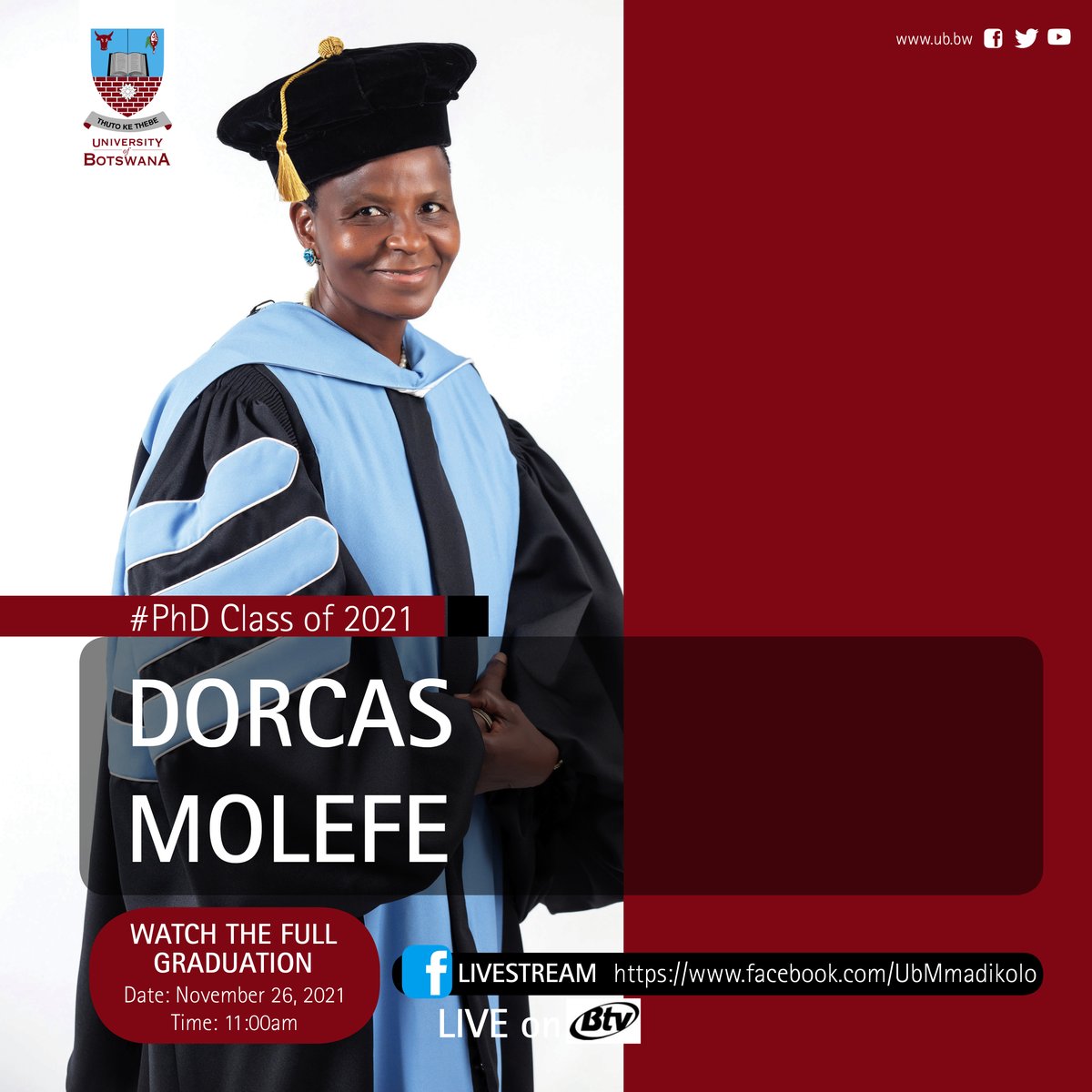UBBotswana's tweet photo. #UBGraduation2021π #26Nov2021 #11am https://t.co/b8YtLjDlso