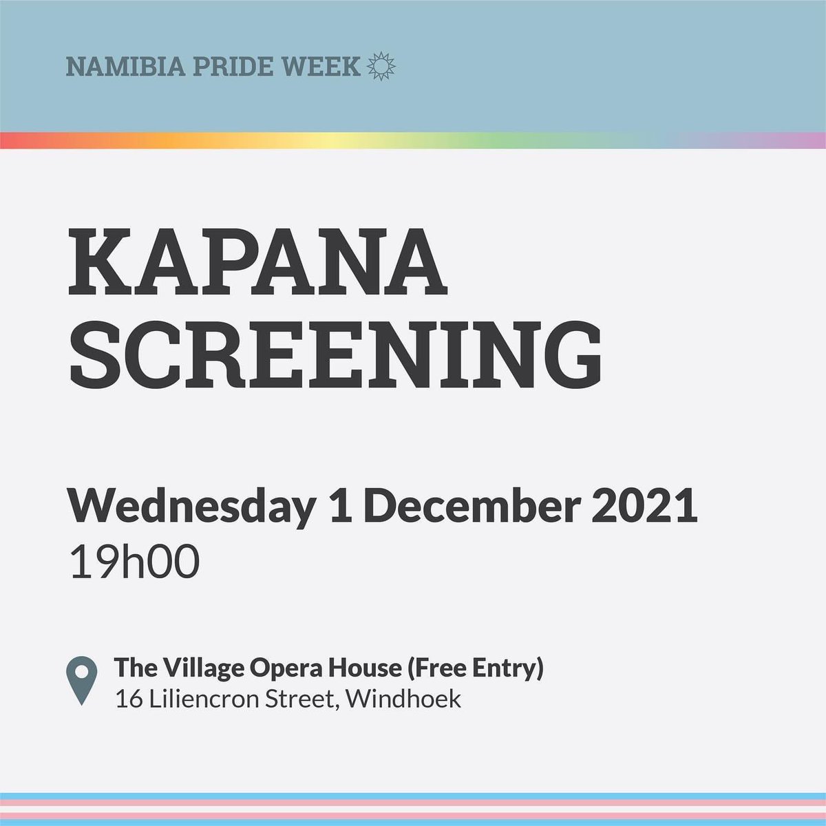 VisagieAdriano's tweet photo. Namibiaโs First LGBTIQA+ & International Award Winning Film @KapanaMovie will be screening in Namibia on 1st Dec for FREE !
As part of the @euffnam festival and #NamibiaPrideWeek๐ณ๏ธโ๐๐ณ๏ธโโง๏ธ
Check out how you can WIN a seat next to me & a signed copy of #KapanaMovie IG adriano.visagie https://t.co/FZiuC7jhy3