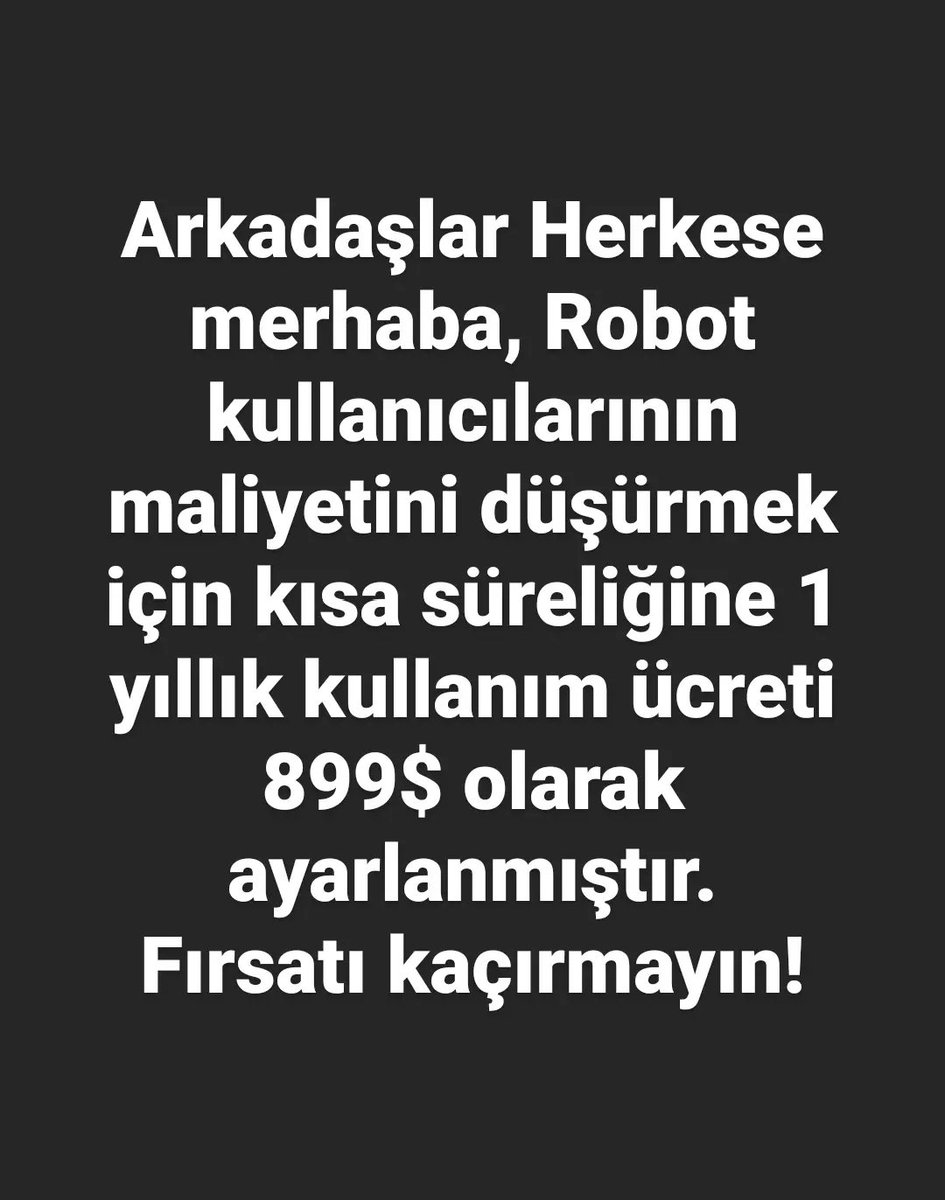 ExRobotForForex's tweet photo. Önemli duyuru!

#fx #forex #usdtry #EURUSD #foreks #bist #viop #bist100 #forextrader #forexsignals https://t.co/TqbfVUvTMM