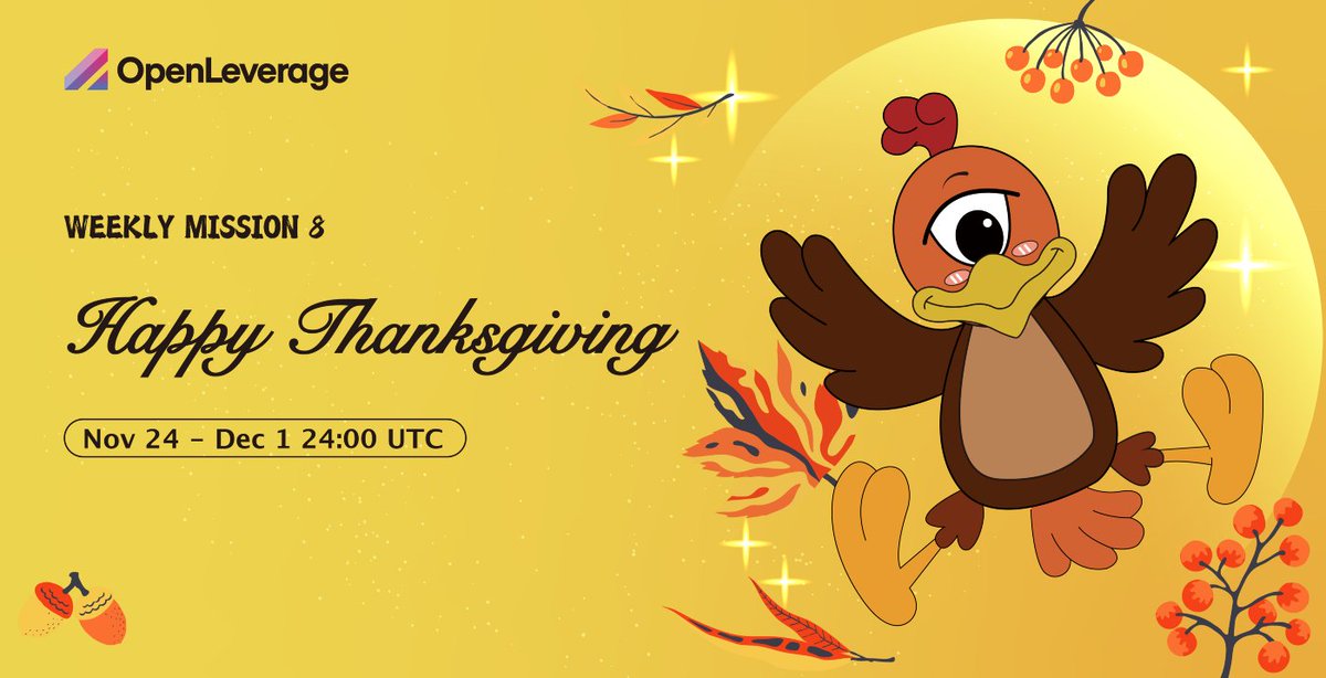 🦃 Gobble gobble! It's #Thanksgiving! 

We want to #GIVETHANKS to our community members!

Weekly Mission 8 Summary:
🎰 Daily Lottery: Follow, RT, tag 3 friends, &amp; write in ERC-20 address below.
🔎 Multilingual Support
🍻 Discord Referral Campaign
Details: tinyurl.com/2eyfa4hk