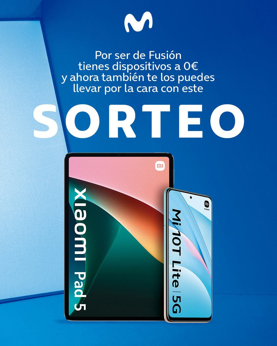 Hasta el 29 de noviembre tienes packs de dos dispositivos desde 0€.🤩 Consúltalos aquí: bit.ly/MovistarBlackF…

Y lo celebramos sorteando un Xiaomi Mi 10T Lite 5G + Xiaomi Pad 5 WiFi 128GB 🎁

🔰 Síguenos, haz RT y dinos por qué lo quieres con el hashtag #NoEsBlackFridayEsMejor