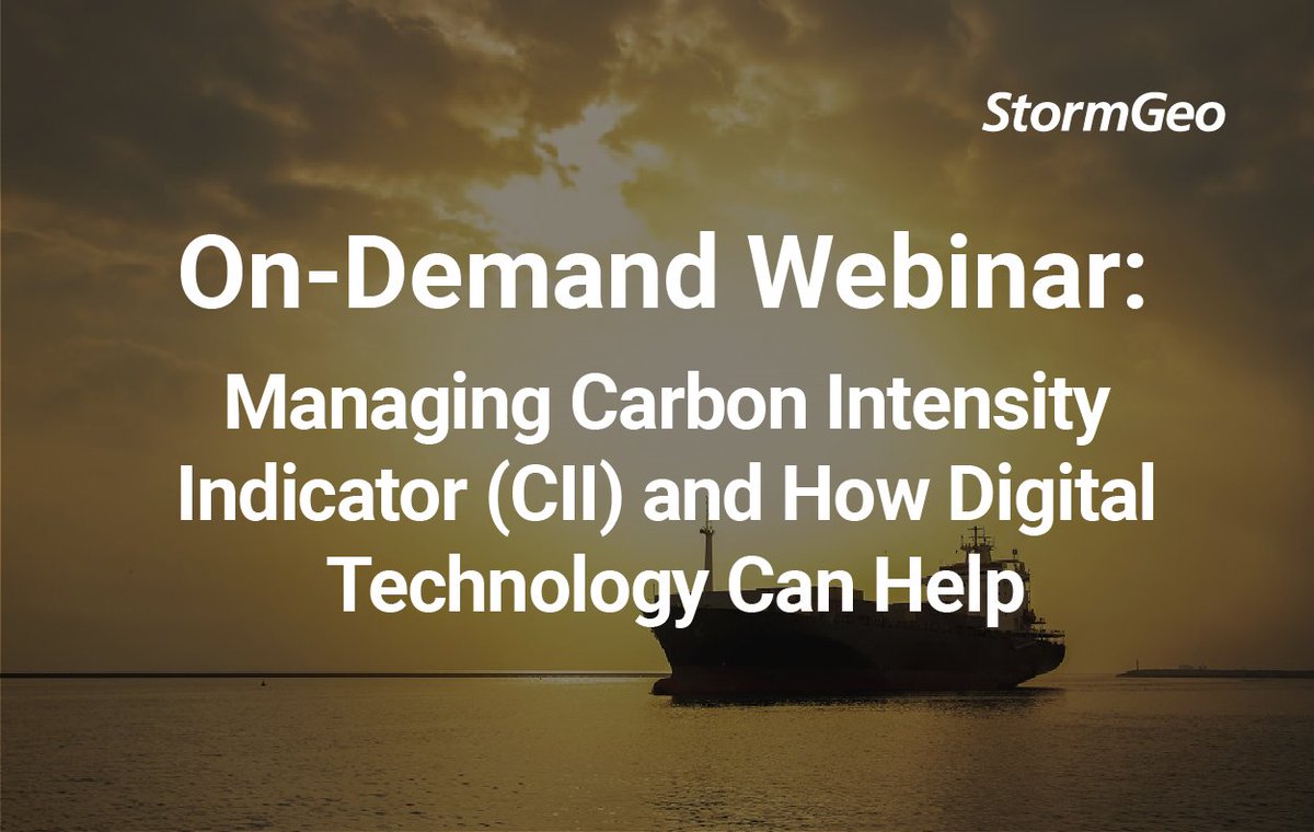 StormGeoShip's tweet photo. Did you miss our recent webinar on the IMO's new CO2 regulation—the #Carbon Intensity Indicator (#CII)? Watch the recording to learn how to prepare for, manage and improve your CII rating ahead of the regulatory deadline, January 2023.

Watch: https://t.co/vCjgVR14V9 https://t.co/PpSBwaFliz