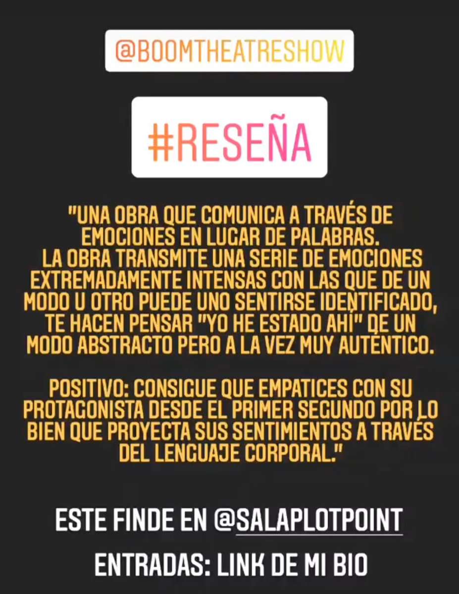 Este finde actuó en BOOM. Es uno de los funciones más interesantes, impactantes y originales en los que he trabajado durante mucho tiempo. Compra tus entradas en el enlace de mi bio. 
#teatromadrid #teatroalternativo #exito #Trending #boomtheatreshow #reseña