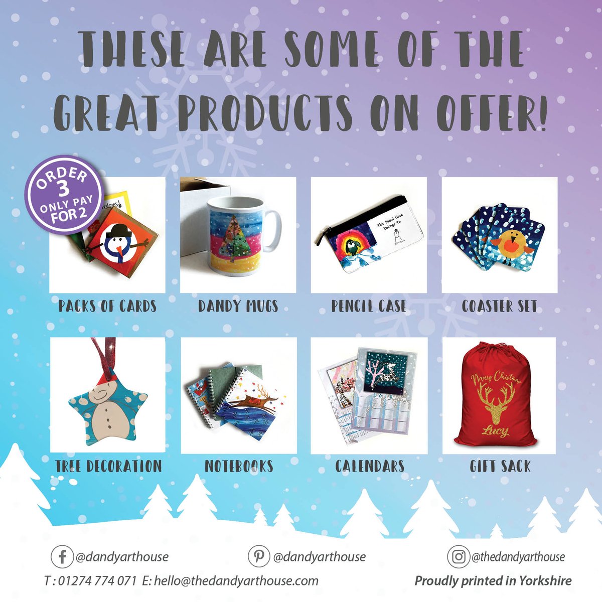 Our wonderful Christmas card samples arrived yesterday. We think they look fab! Visit the website thedandyarthouse.com/shop/ to order more cards to send to friends and family or maybe a festive fridge magnet with your child's design on. School will receive 10% of all sales too!🎄